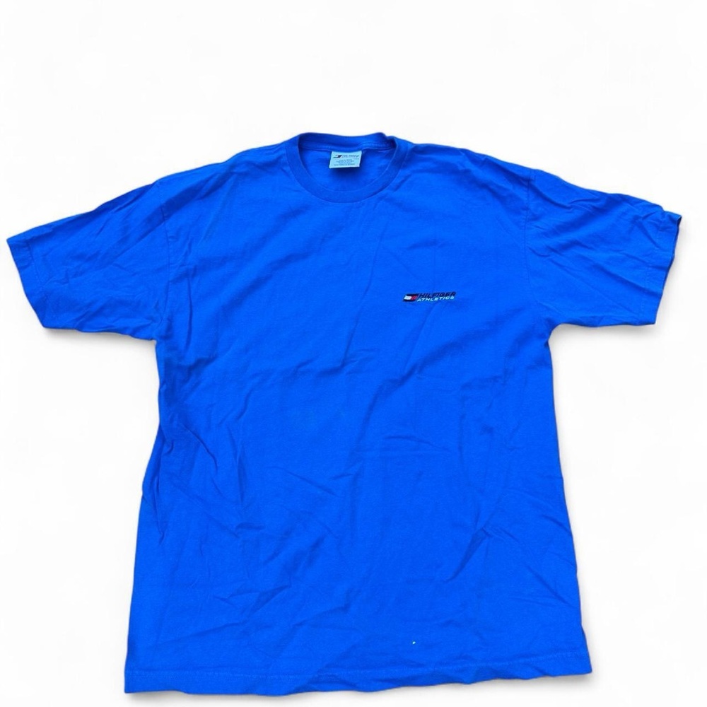 Vintage Tommy Hilfiger atheltics Men's Blue T-Shirt